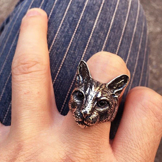 Cute Adjustable Big Head Cat Rings
