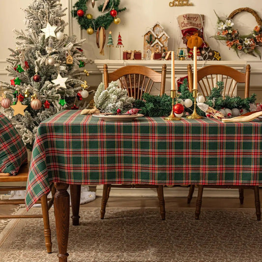Christmas Themed Checkered Tablecloth, Suitable For Holiday