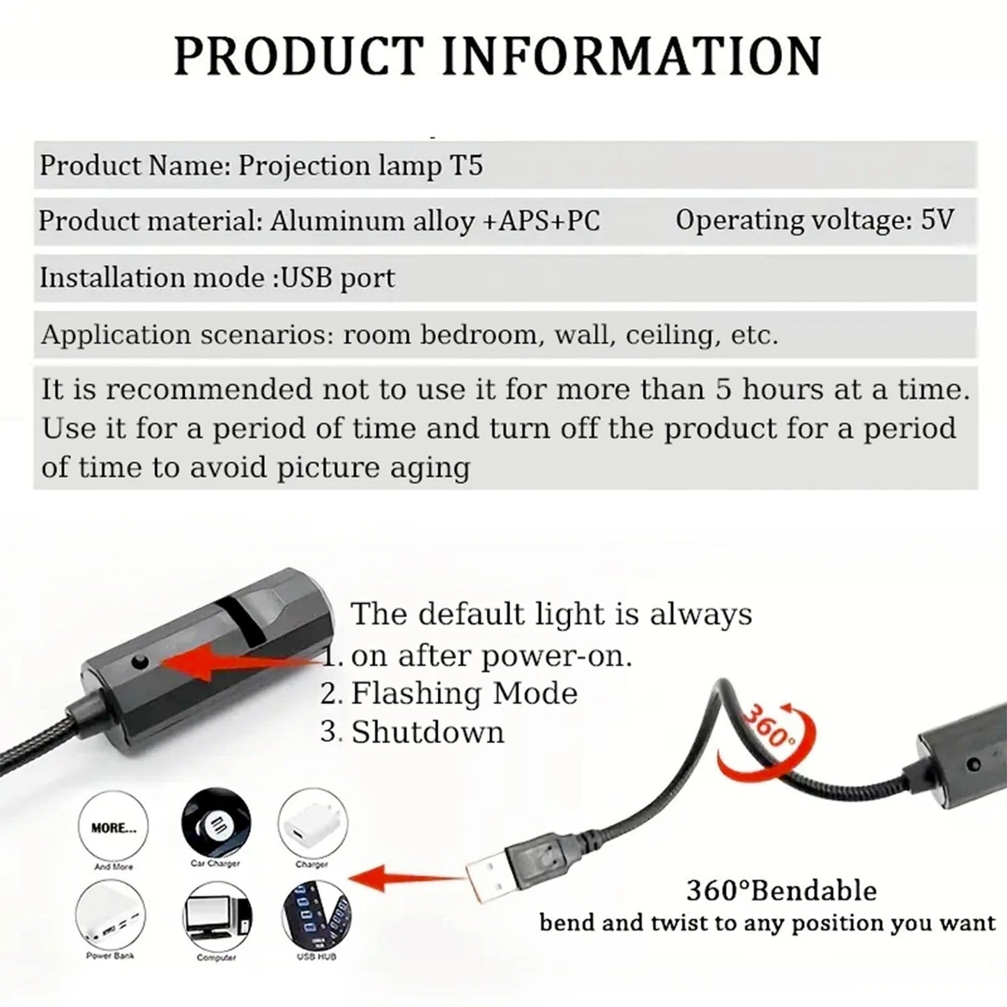 Skull projection lamp, USB lighting night light