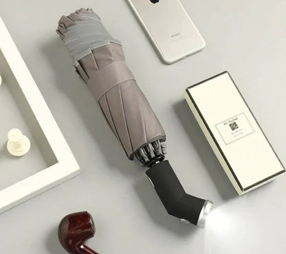 REFLECTIVE STRIPE REVERSE LED LIGHT AUTOMATIC UMBRELLA