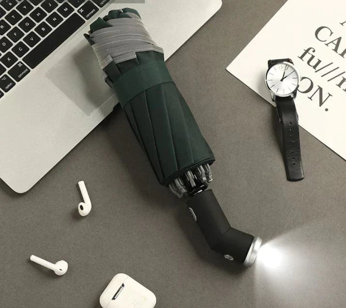 REFLECTIVE STRIPE REVERSE LED LIGHT AUTOMATIC UMBRELLA