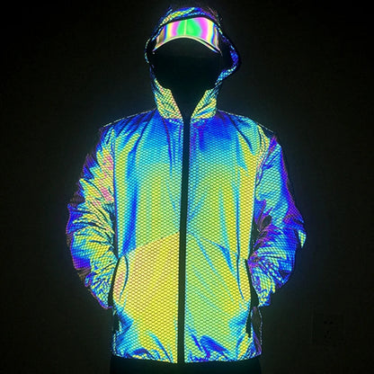 Reflective Jackets Men Hooded Autumn Spring Harajuku Reflect Light
