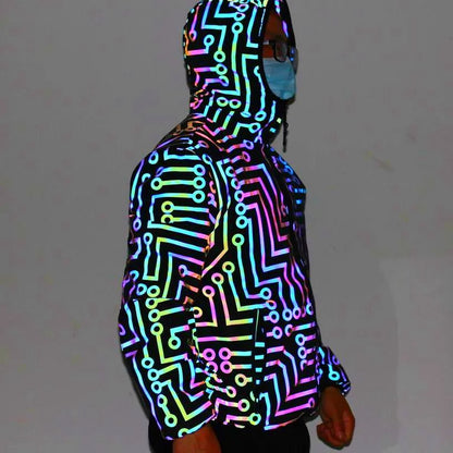 Holographic Reflective “Circuit Pattern” Jacket