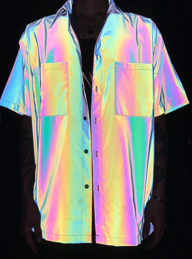 reflective men short sleeve shirt