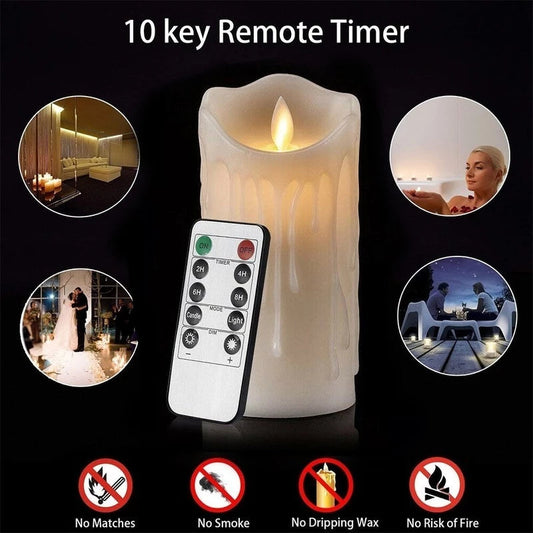 Flickering Flameless Pillar LED Candle with Remote
