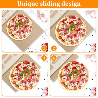 Sliding Pizza Peel Shovel Removable Wooden Handle