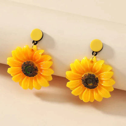 Bright & Refreshing Yellow Sunflower Earrings