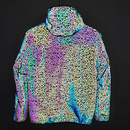Reflective Jackets Men Hooded Autumn Spring Harajuku Reflect Light