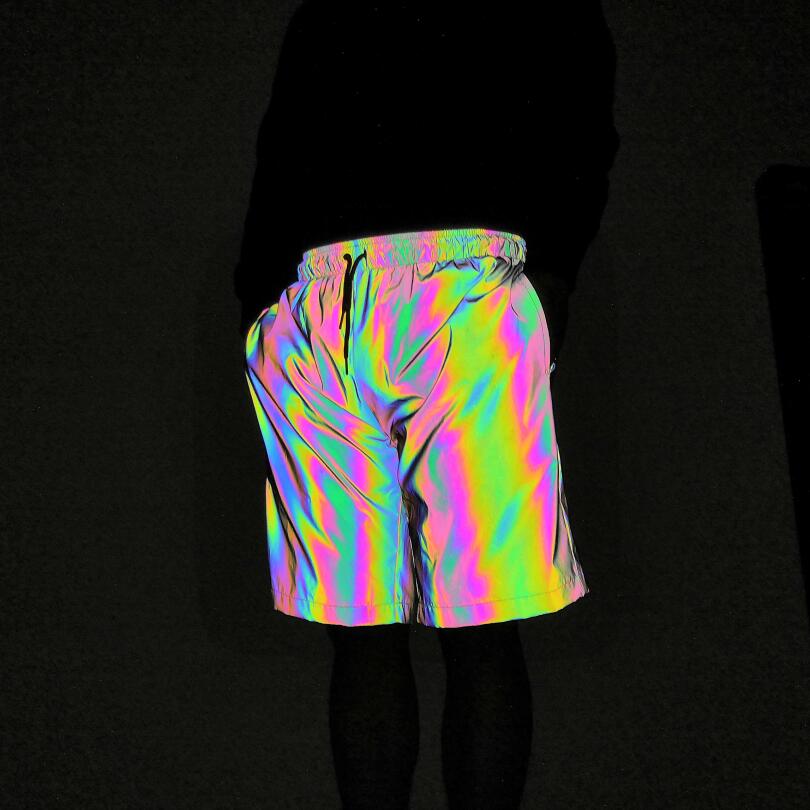 Rainbow Color Reflective Hip Hop Shorts