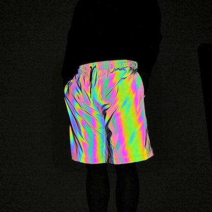 Rainbow Color Reflective Hip Hop Shorts