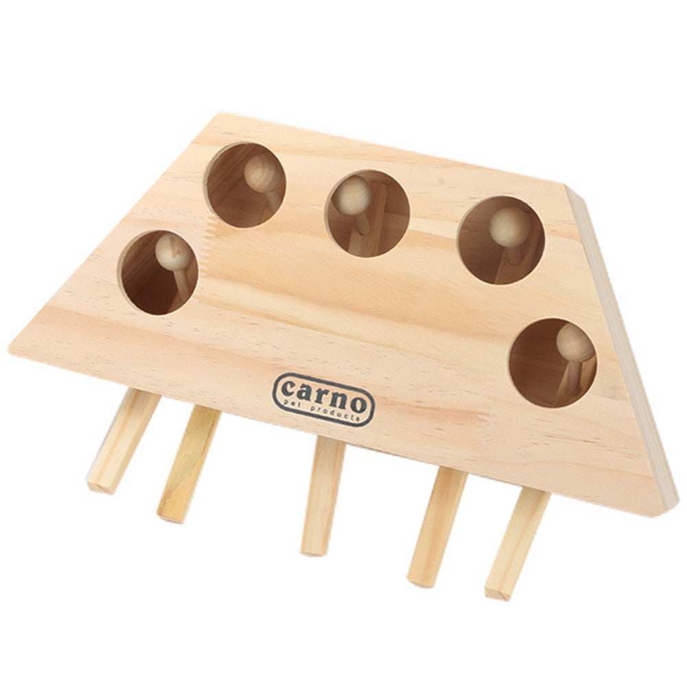 Cat Toy Chase Mouse Solid Wooden Interactive Maze Pet Hit Hamster With Three Five Holes Mouse Hole Catch Bite Catnip Funny Toy