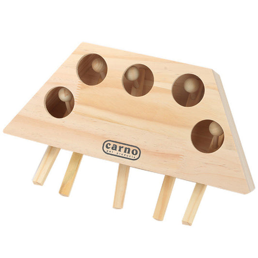 Cat Toy Chase Mouse Solid Wooden Interactive Maze Pet Hit Hamster With Three Five Holes Mouse Hole Catch Bite Catnip Funny Toy