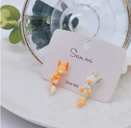 Cat Polymer Clay 3D animal Handmade earrings