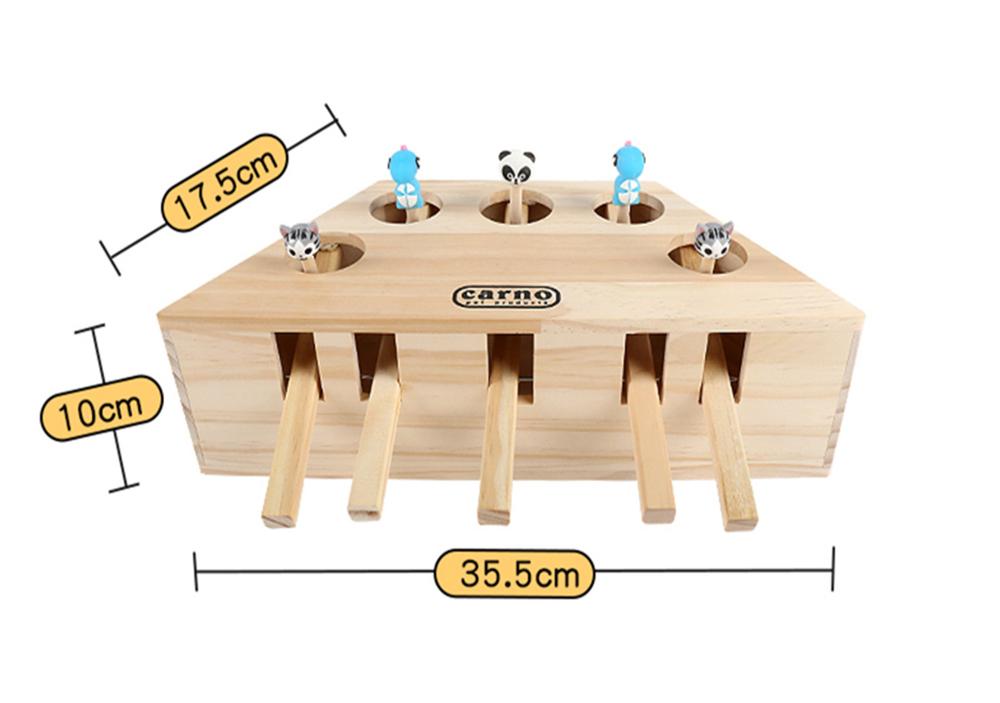 Cat Toy Chase Mouse Solid Wooden Interactive Maze Pet Hit Hamster With Three Five Holes Mouse Hole Catch Bite Catnip Funny Toy