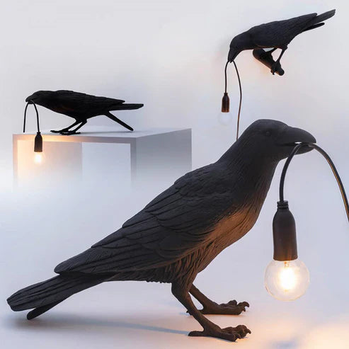 Crow Wall & Raven Table Lamps with Brightness Adjustable Edison Bulb