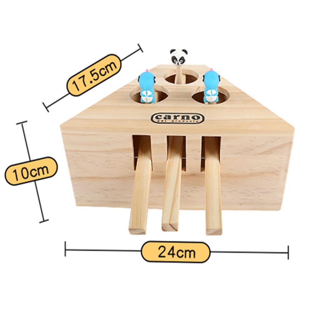 Cat Toy Chase Mouse Solid Wooden Interactive Maze Pet Hit Hamster With Three Five Holes Mouse Hole Catch Bite Catnip Funny Toy
