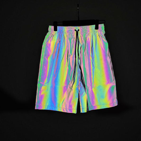 Rainbow Color Reflective Hip Hop Shorts
