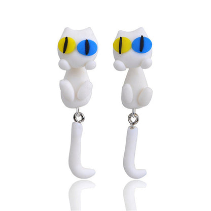 Cat Polymer Clay 3D animal Handmade earrings