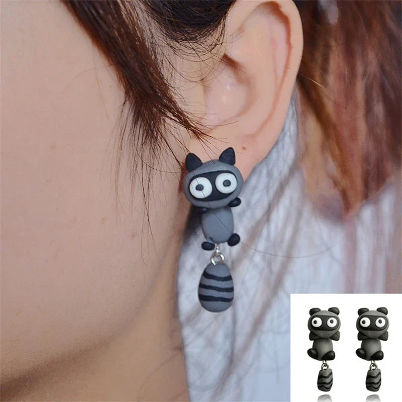 Cat Polymer Clay 3D animal Handmade earrings