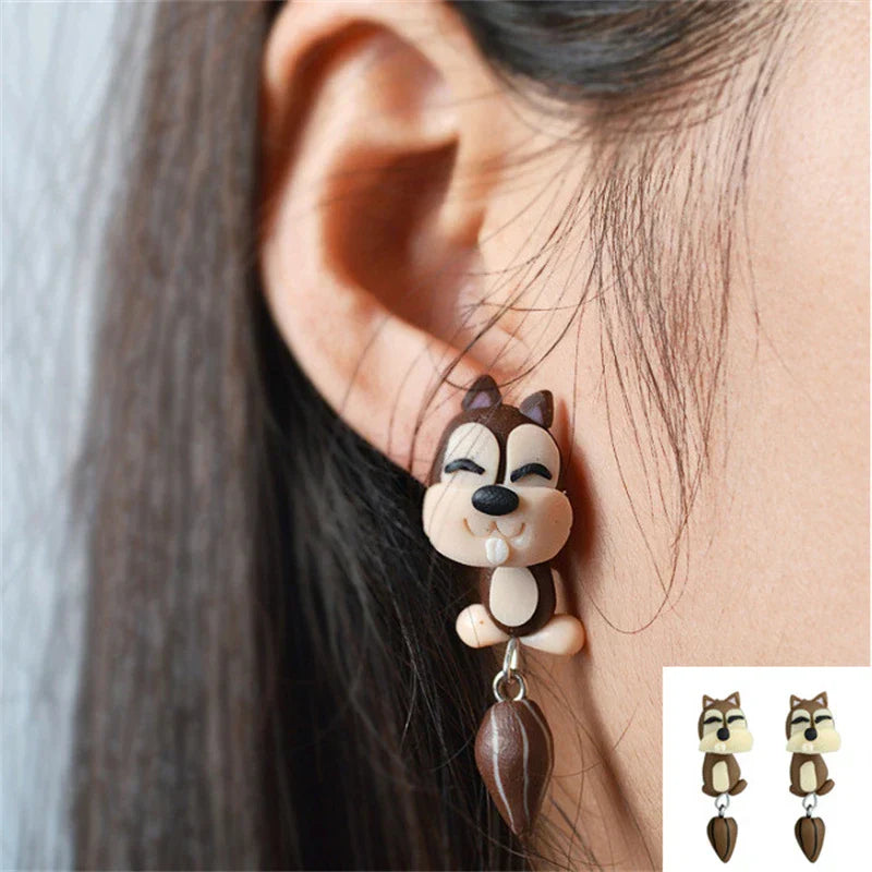 Cat Polymer Clay 3D animal Handmade earrings