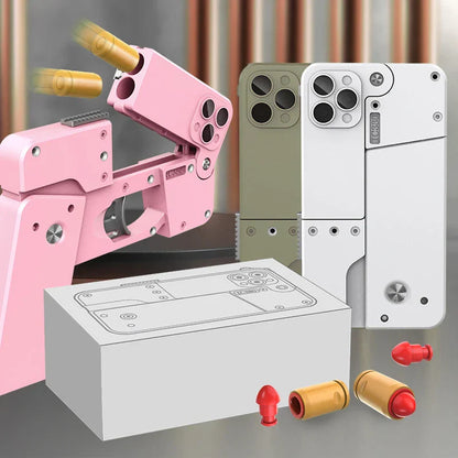 2 Burst Rubber Pistol Children Gift Party Accessories Mobile Phone Model Bullet Shelling Folding Gun Toy