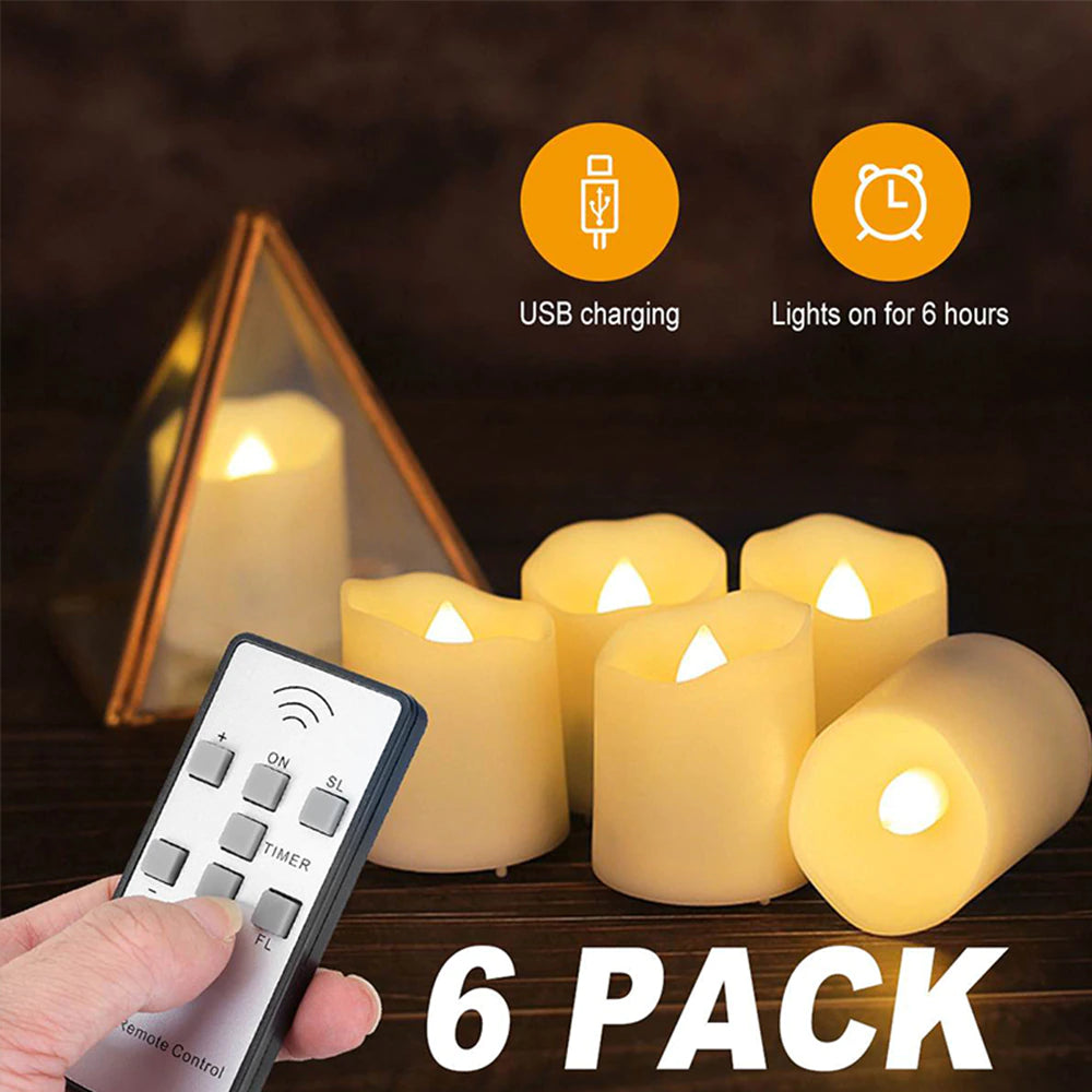 Rechargeable LED Candles Timer Remote Flameless Flickering