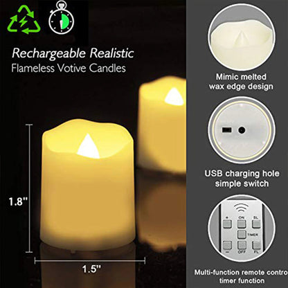 Rechargeable LED Candles Timer Remote Flameless Flickering