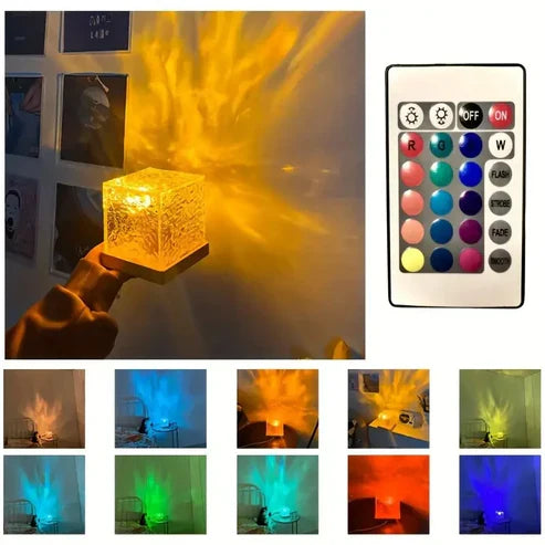 Crystal Lamp Water Ripple Projector Night Light with 16 colors