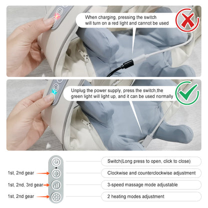 Shiatsu Neck and Back Massager with Soothing Heat Wireless Electric Deep Tissue 5D Kneading Massage Pillow Shoulder Leg Body