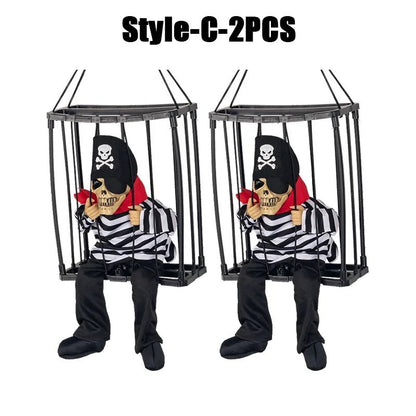 Prisoner Ghost In Cage Scary Skull Prop Electric Skeleton