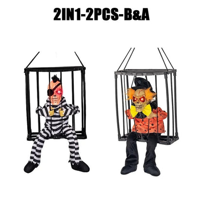 Prisoner Ghost In Cage Scary Skull Prop Electric Skeleton