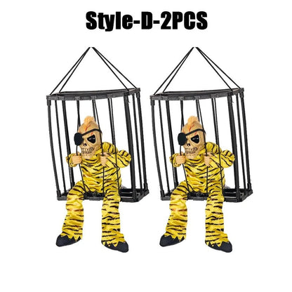 Prisoner Ghost In Cage Scary Skull Prop Electric Skeleton