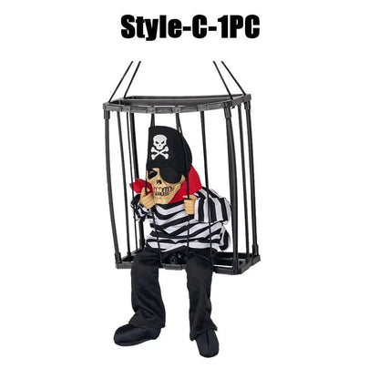 Prisoner Ghost In Cage Scary Skull Prop Electric Skeleton