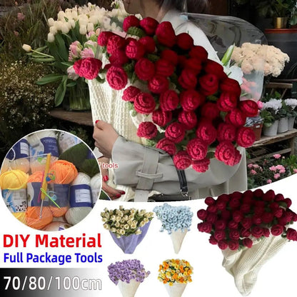 DIY Handmade Flower Crocheted Blanket Material Package Flower Bouquet