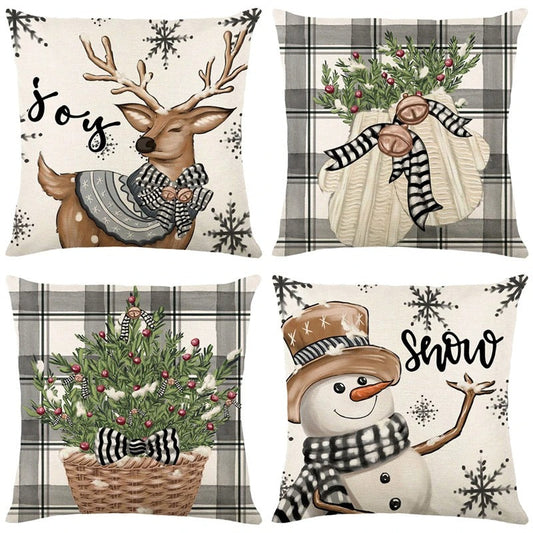 Linen Christmas Pillow  Cushion Cover 45x45cm