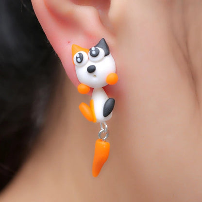 Cat Polymer Clay 3D animal Handmade earrings