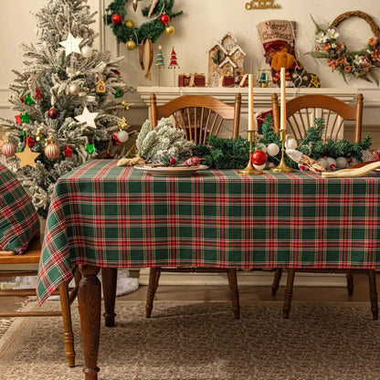 Christmas Themed Checkered Tablecloth, Suitable For Holiday