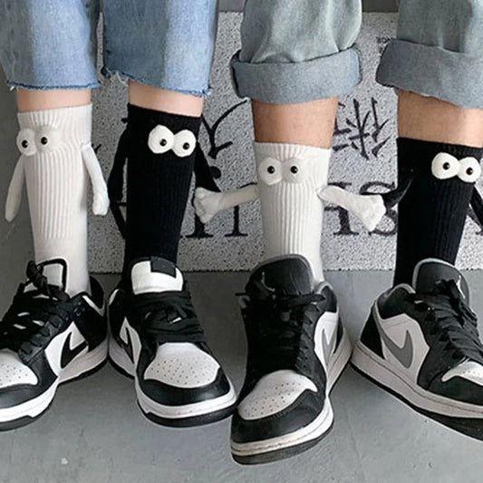 Doll Couple Socks Cartoon Lovely Hand In Hand Cotton Breathable Comfortable Magnetic Attraction Socks For Women Cute Socks