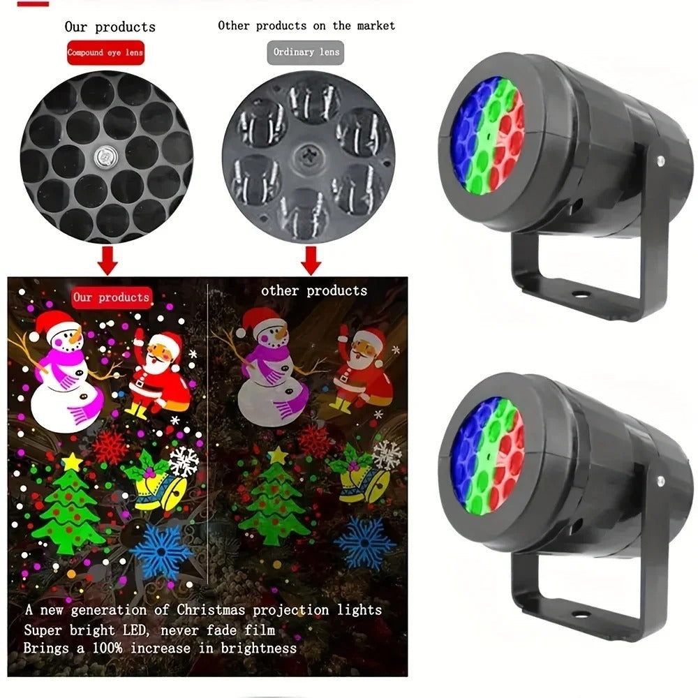 1pc Snowflake Christmas Laser Projector Light,16 patterns Waterproof Rotating