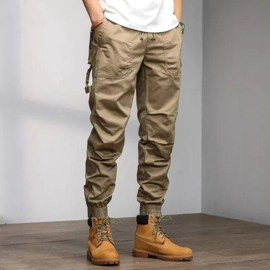Classic Cotton Solid Color Pocket Cargo Pants