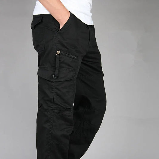 Cargo Pants Spring Summer Work Straight Pants Multi-Pocket Cotton Loose Trousers