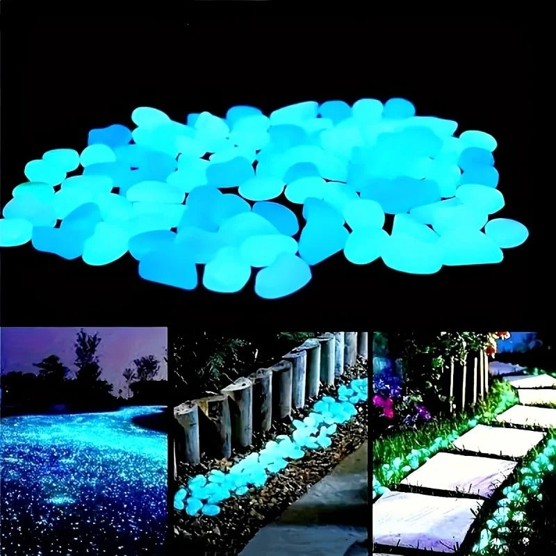 100pcs Glow In The Dark Pebbles, Resin Luminous Stones