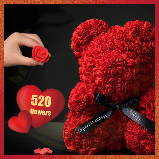 Valentine Gifts Decoration Rose Bear Artificial Flowers