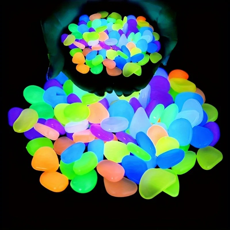 100pcs Glow In The Dark Pebbles, Resin Luminous Stones