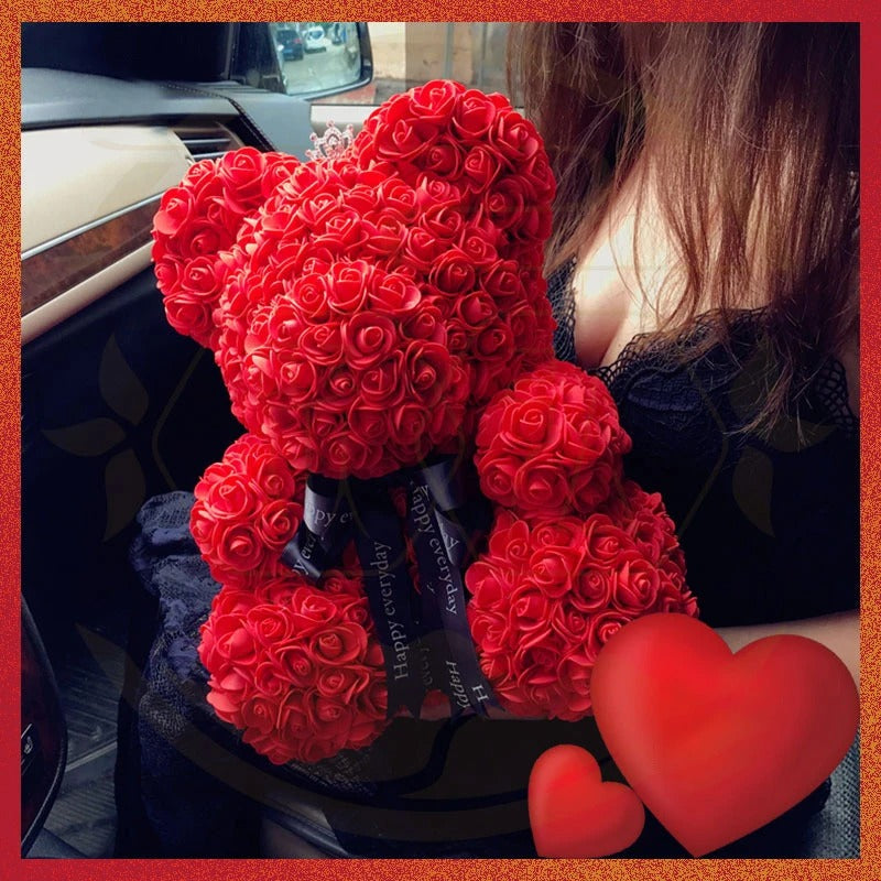 Valentine Gifts Decoration Rose Bear Artificial Flowers