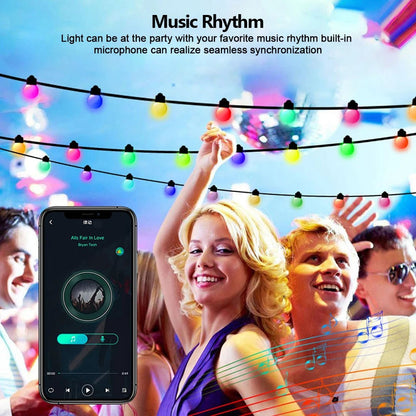 Smart APP RGB String Lights 33Ft 50Bulbs With Remote IP65
