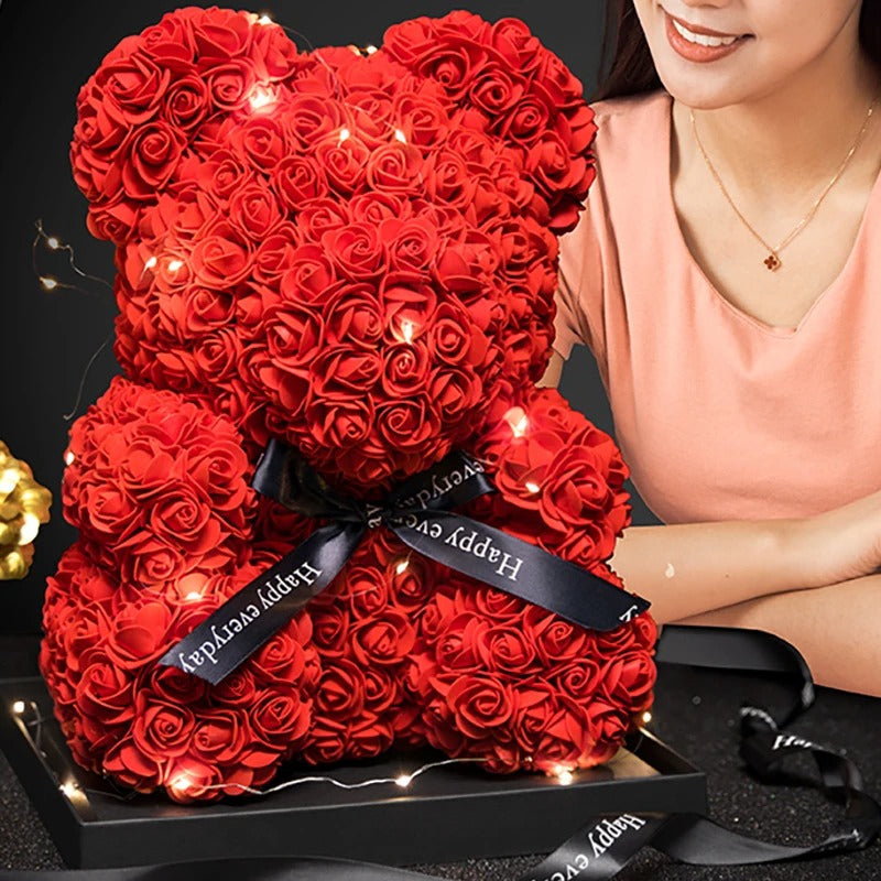 Valentine Gifts Decoration Rose Bear Artificial Flowers