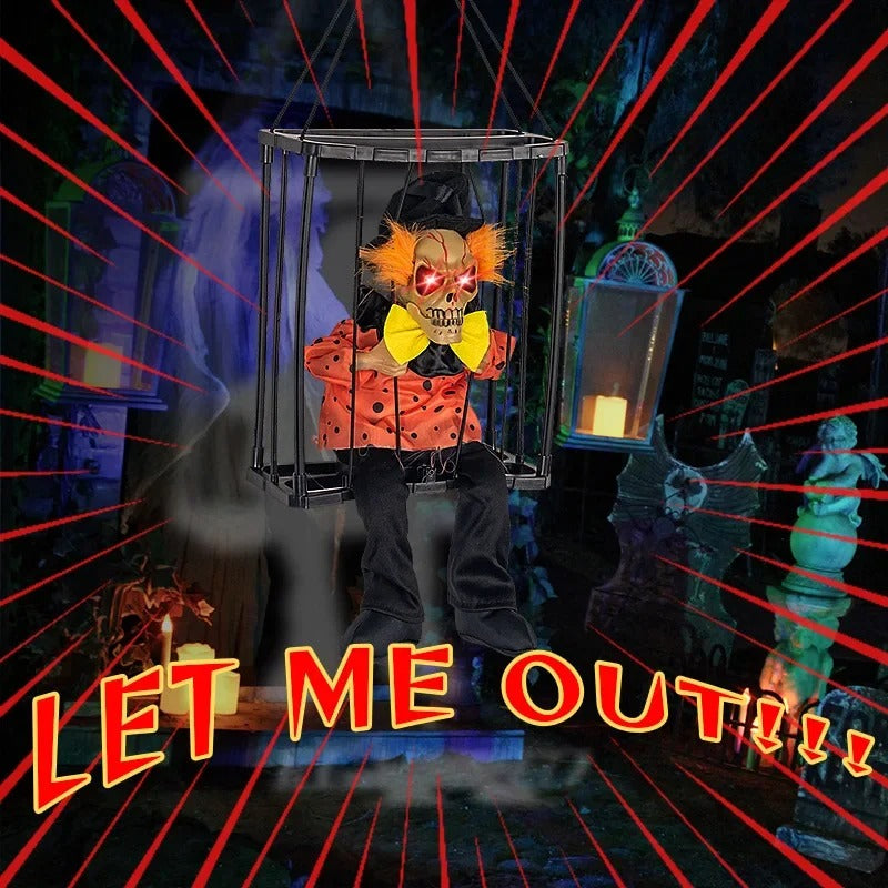 Prisoner Ghost In Cage Scary Skull Prop Electric Skeleton