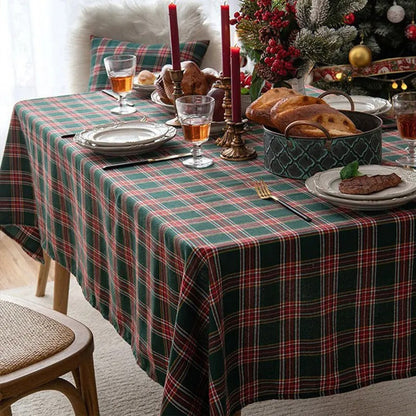 Christmas Themed Checkered Tablecloth, Suitable For Holiday