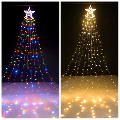 LED Five Pointed Star Waterfall Light Outdoor Courtyard Light Starry Sky